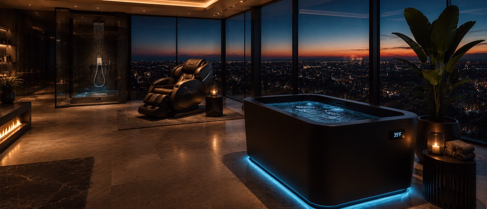 Cold plunge tub in a minimalist setting